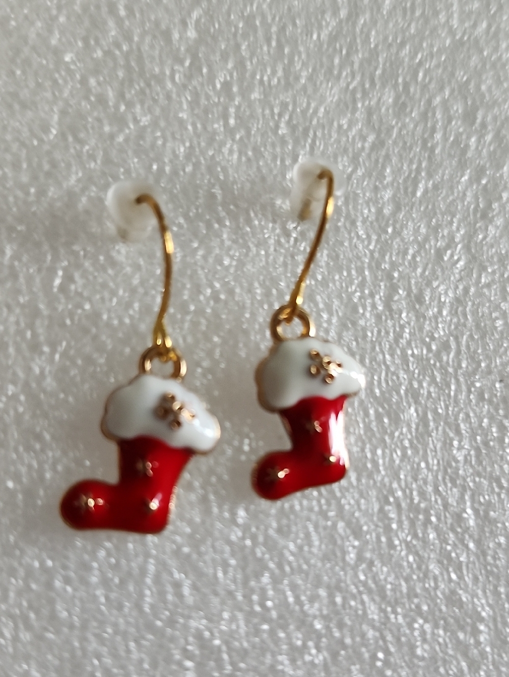 Hand Crafted Red and White Christmas Stocking Earrings